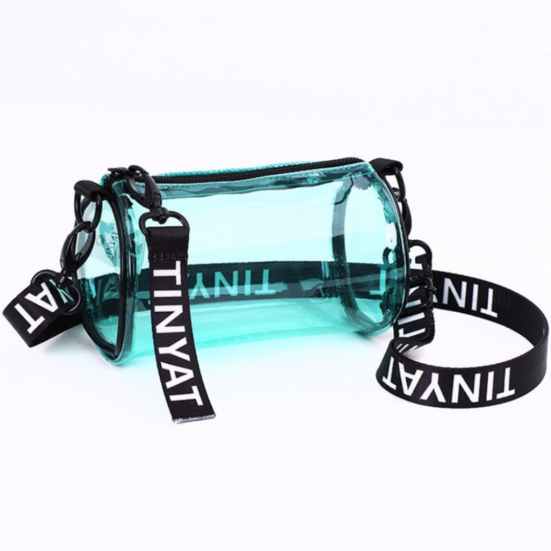 PVC waterproof drum crossbody bag, Transparent small crossbody bag,