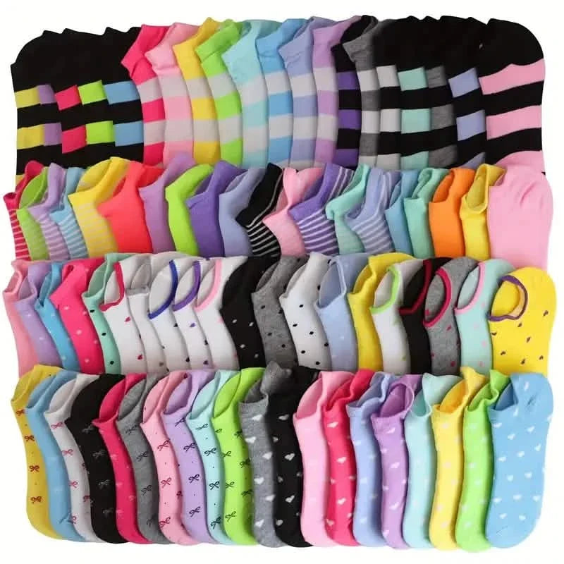 20-Pairs: Candy Color Socks, Casual & Breathable Low Cut Ankle Socks, Women's Stockings & Hosiery