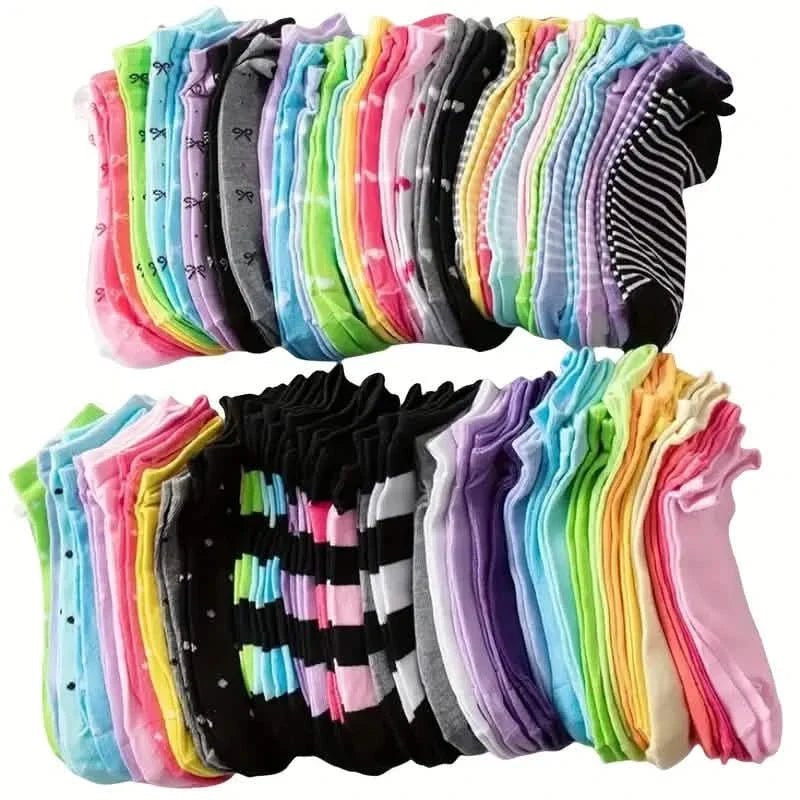 20-Pairs: Candy Color Socks, Casual & Breathable Low Cut Ankle Socks, Women's Stockings & Hosiery