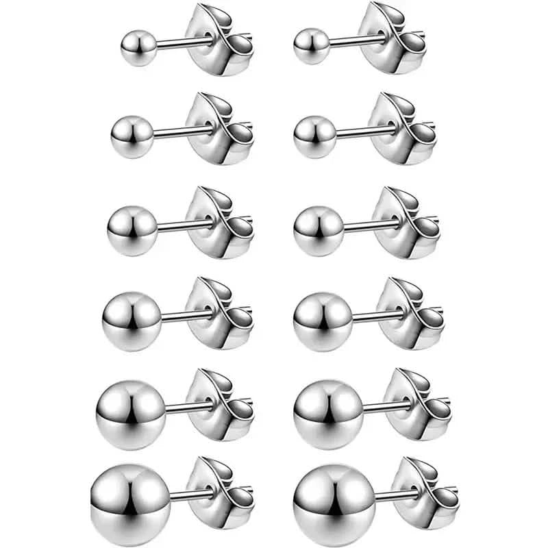 Stainless Steel Hypoallergenic Ball Shaped Stud Earrings