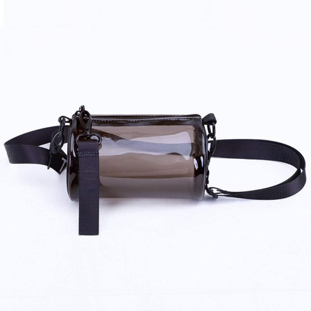 PVC waterproof drum crossbody bag, Transparent small crossbody bag,