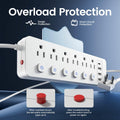 10-in-1 Multi-Outlet Power Strip – 6 AC, 3 USB-A, 1 Type-C