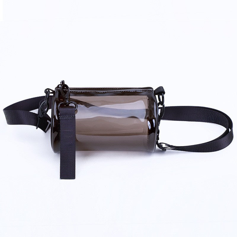 PVC waterproof drum crossbody bag, Transparent small crossbody bag,