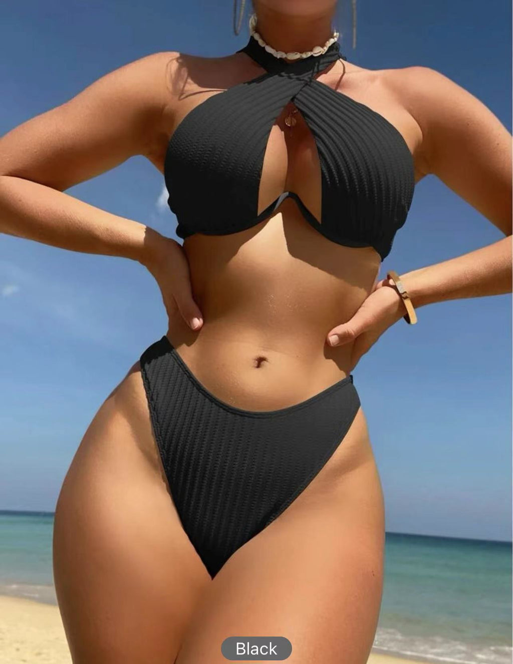 Solid Color Multi Color Sexy Quality Bikini Strappy Two Piece Set