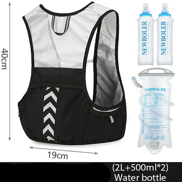 Running Hydration Backpack: 5L with 2L Water Bladder & 500ml Bottle