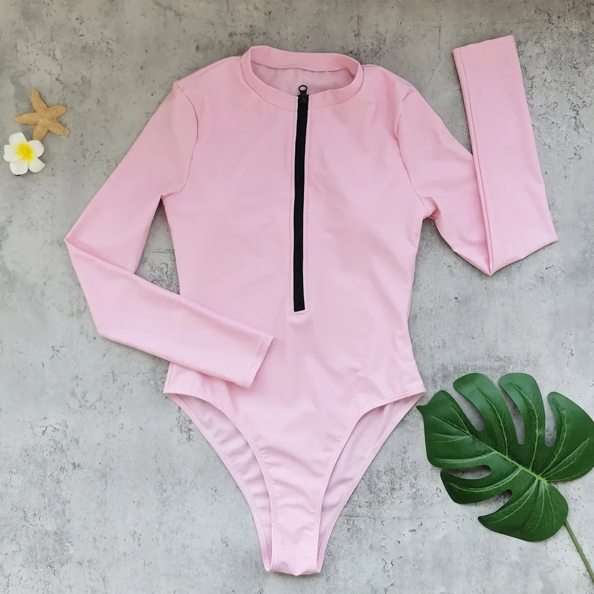 Solid Long Sleeve Swimsuit 2026 Sexy Swimwear Women Surf Swim Suit Slimming Bathingsuit Bikini Bodysuit Beachwear
