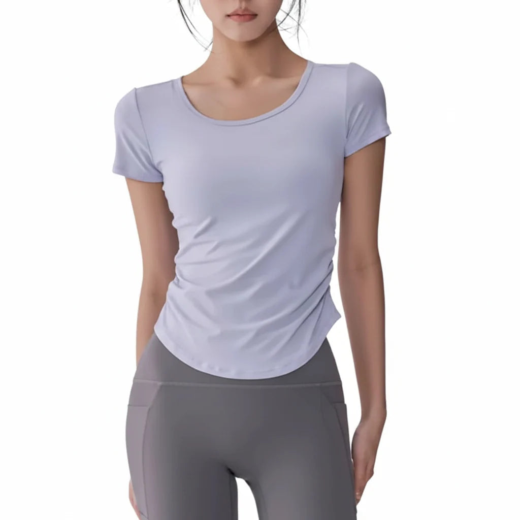 Women's Summer Mesh Yoga Pleated Fitness T-Shirt