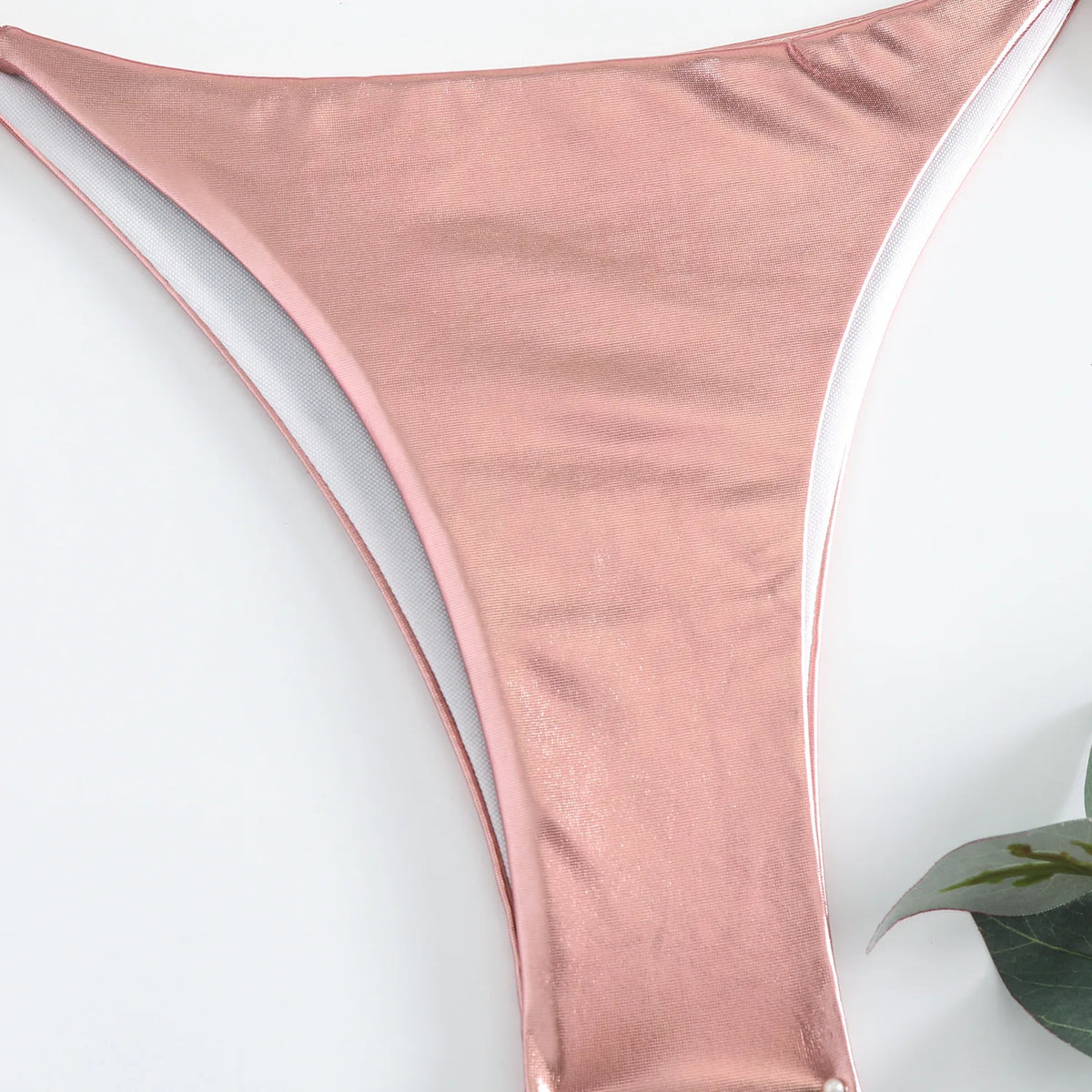Sexy Gold Silver Red Strings Bikini 2024 Women Swimsuit Female Swimwear Thong Bikinis Set Brazilian Beach Bathing Suit Biquini