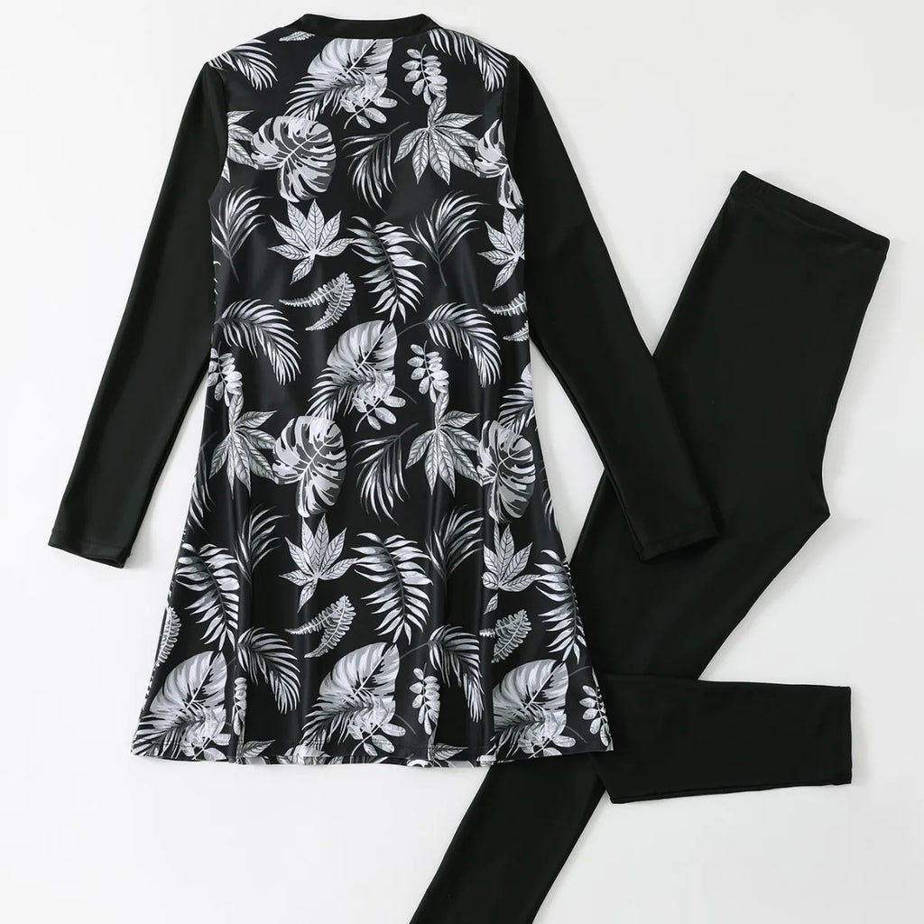 Print Muslim Modest Swimwear Women Swimsuit Burkini Sets Full Cover Islamic Long Sleeve Swimming Suit For Woman Bathing Suits