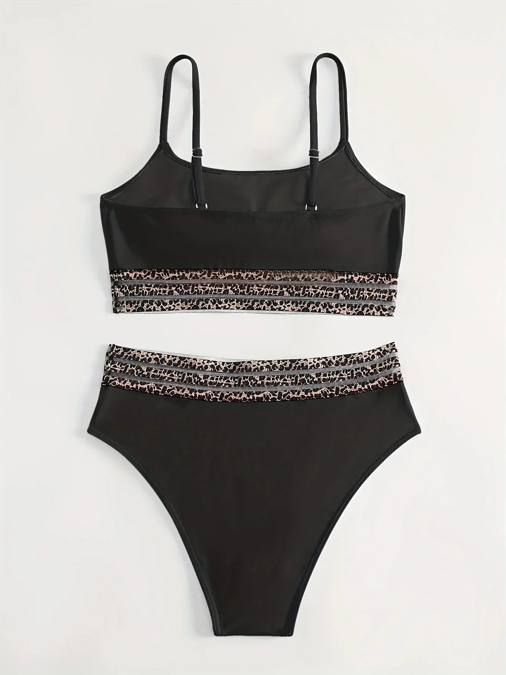 New Sexy Black High Waisted Bikinis Two Pieces Swimsuit Women Swimwear Mesh Beach Wear Sporty Padded Bathing Suits Pool Summer