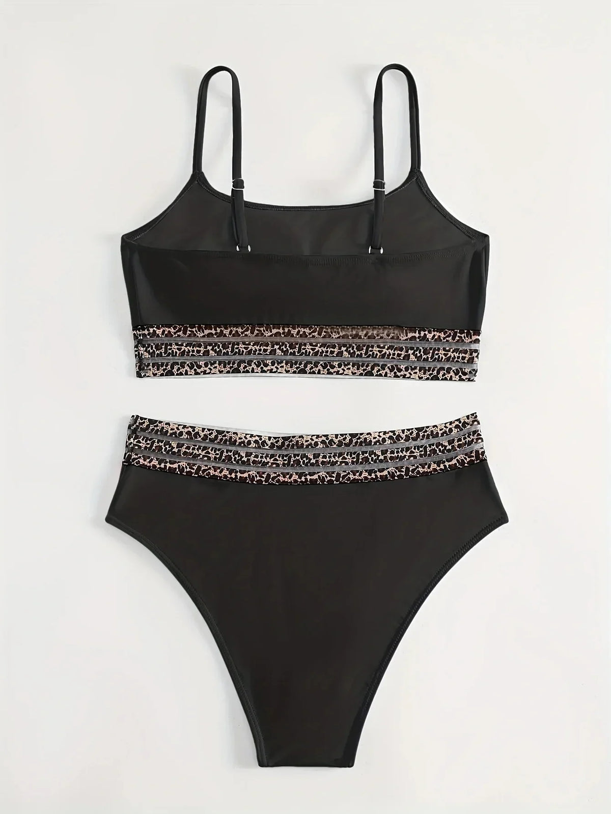New Sexy Black High Waisted Bikinis Two Pieces Swimsuit Women Swimwear Mesh Beach Wear Sporty Padded Bathing Suits Pool Summer