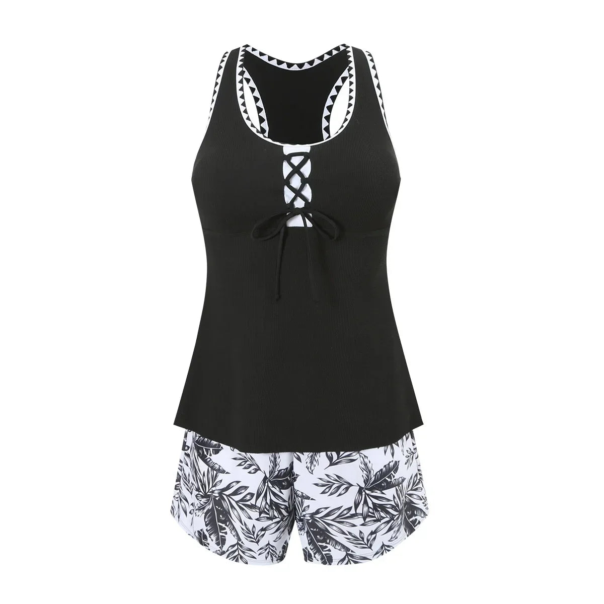 Women's Bathing Suit Two Pieces Tankini Set Summer Sexy Beach Wear High Waisted Print Shorts Swimwear Raceback Women Swimsuit