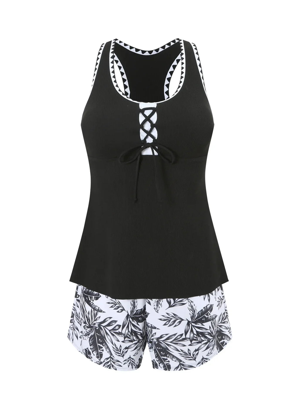 Women's Bathing Suit Two Pieces Tankini Set Summer Sexy Beach Wear High Waisted Print Shorts Swimwear Raceback Women Swimsuit