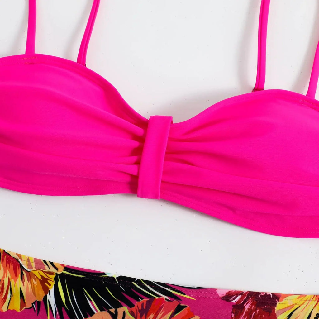 Sexy Bandeau Bikini 2025 Women Swimsuit Floral Swimwear Female High Waist Bikinis Set Swimming Bathing Suits Brazilian Biquini