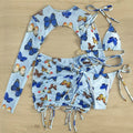 White Butterfly Print Swimwear Cover Up Bikinis Sets 3 Pieces Sexy Swimsuit Women 2026 Beach Wear Halter String Triangle Bikini