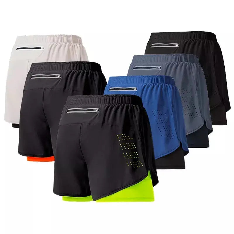 Breathable Double Layer Men's Workout Shorts for Gym & Running