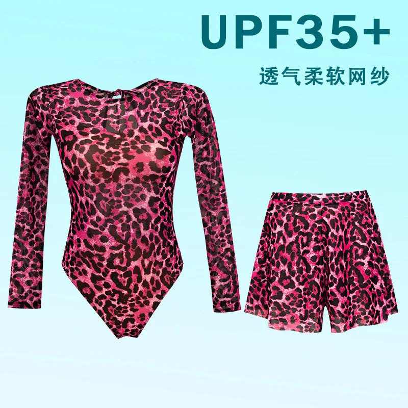 2026 Patchwork One Piece Swimsuit Long Sleeve Swimwear Women Bathing Suit Retro Sport Swimsuit One Piece Surfing Swim Wear