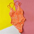 Leopard Print Backless Sexy Swimsuit Women One Piece Swimwear Back String Cross Bather High Cut Monokini Bathing Swimming Suit