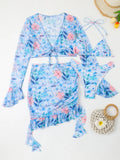 Sexy Floral Print Ruffle Bikini 2026 Women 4 Pack Swimsuit Brazilian Swimwear Female Beachwear Thong Bathing Suit Beach Cover-Up
