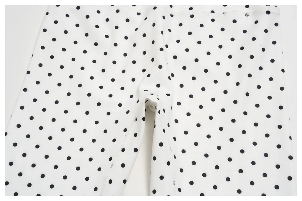 New Summer Women White Polka Dot Print Yoga Sets Hanging Neck Slim Sport Vest High Waist Mid Pants Gym Two-piece Workout Clothes