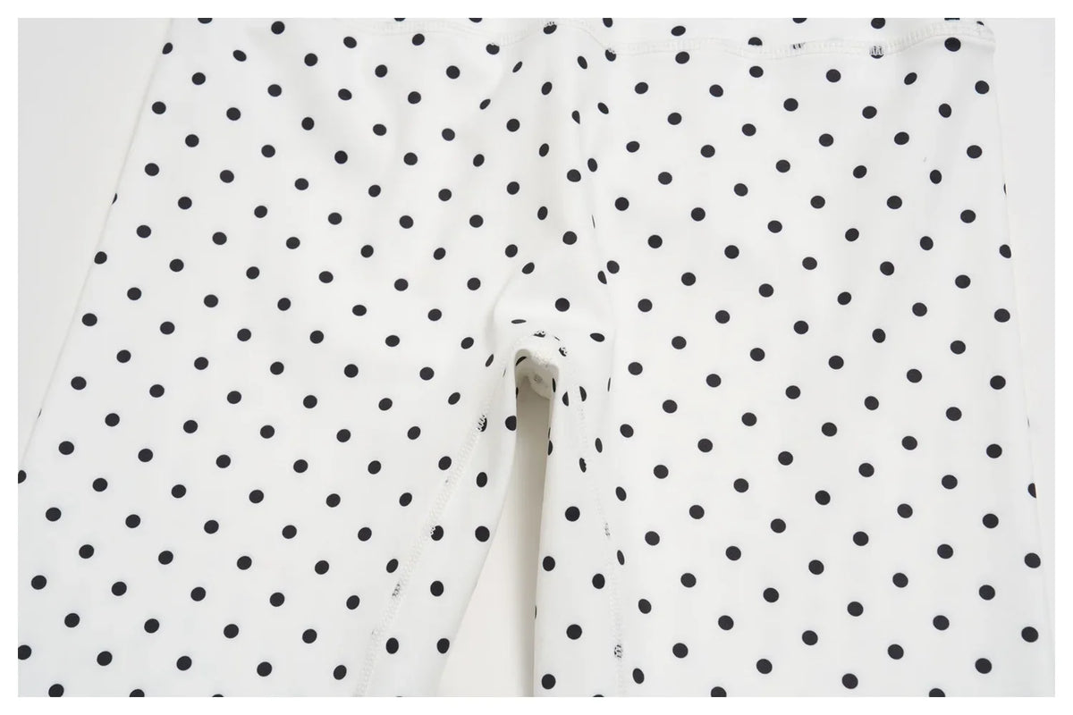 New Summer Women White Polka Dot Print Yoga Sets Hanging Neck Slim Sport Vest High Waist Mid Pants Gym Two-piece Workout Clothes