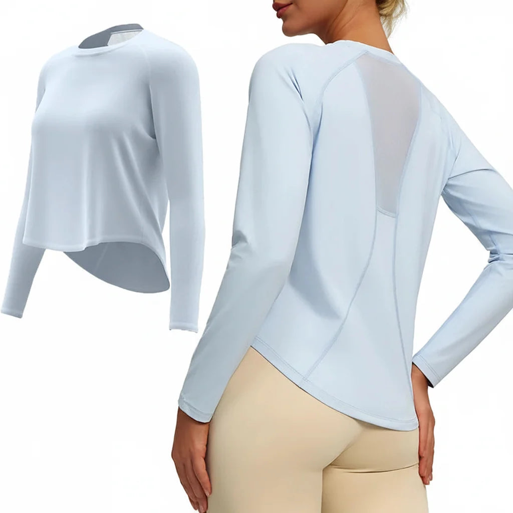 Mesh Yoga Long Sleeve Breathable Summer Sports Tee
