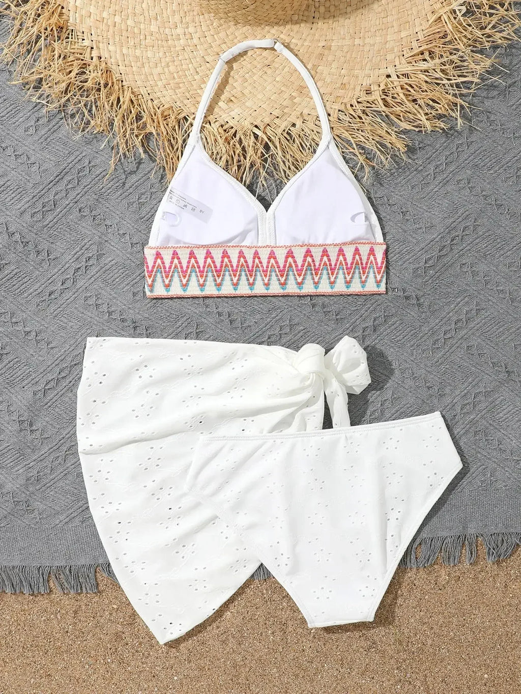 Girls 3pack White High Waist Bikini Sets with Skirts Kids Swimsuit 7-12 Years Children's Swimwear 2026 Cute Bathing Suit Teens