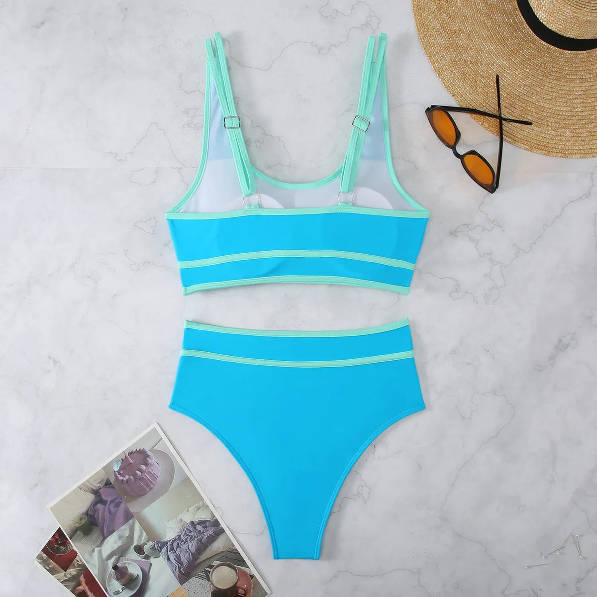 Contrast Binding Bandeau Bikinis 2024 Women Sexy Thong Swimsuit Push Up Swimwear Female Bathing Suit Swimming Summer Beachwear