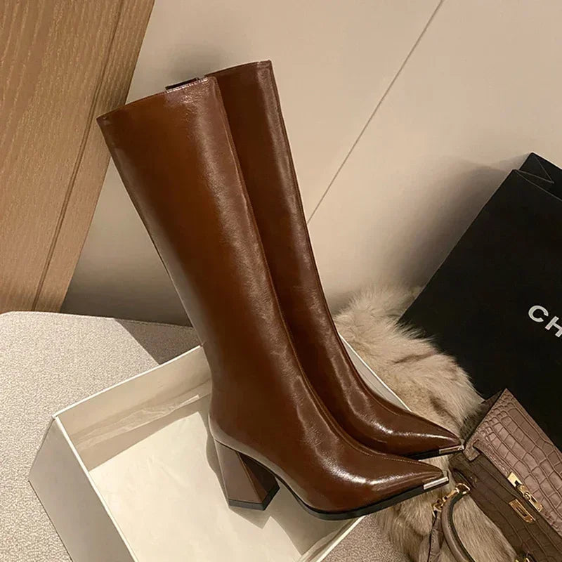 Pointed Toe High Heel Boots