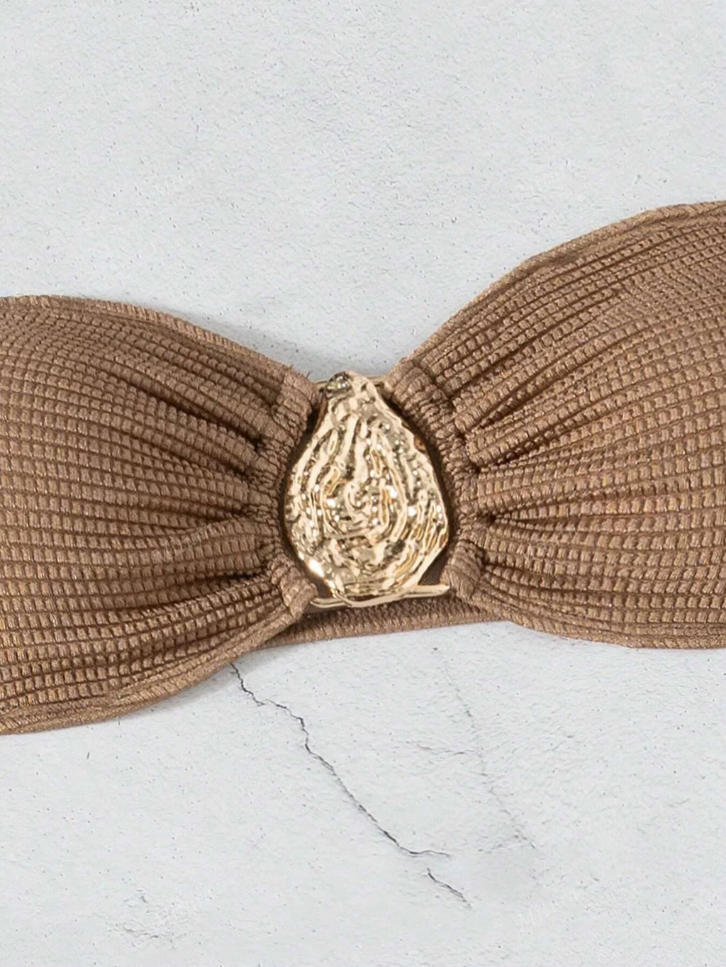 New 3 Pieces Push Up Bandeau Thong Bikini Set Swimsuit Women Brown Swimwear with Sarong Skirts Beach Wear Summer Bathing Suit