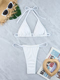 Sexy Micro Bikini 2024 Woman Swimsuit White Ribbed Swimwear Women String Thong Bikinis Set Female Bathing Suit Beachwear Biquini
