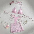Triangle String Halter Bikinis Sets 3 Pieces Black Lace Mesh Swimwear Thong Sexy Swimsuit Cove Up Women 2026 Bathing Suit Bikini
