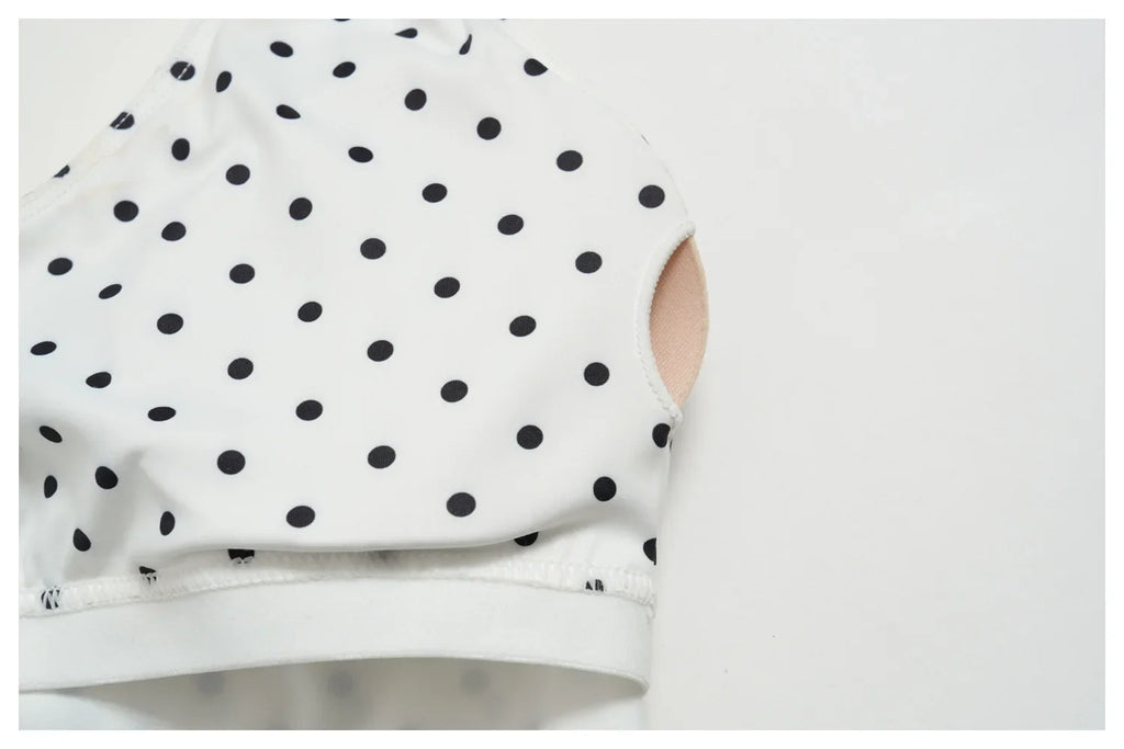 New Summer Women White Polka Dot Print Yoga Sets Hanging Neck Slim Sport Vest High Waist Mid Pants Gym Two-piece Workout Clothes