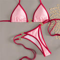 Sexy Pink Triangle Micro Bikini Thong Set Swimsuit Women 2026 Heart Metal Ring String Halter Swimwear Bathing Suit Bikinis Mujer