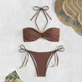 Brown Swimwear String Halter Bandeau Bikinis Sets Micro Thong Sexy Swimsuit Women Back Knotted Bathing Suit Bikini Mujer 2026