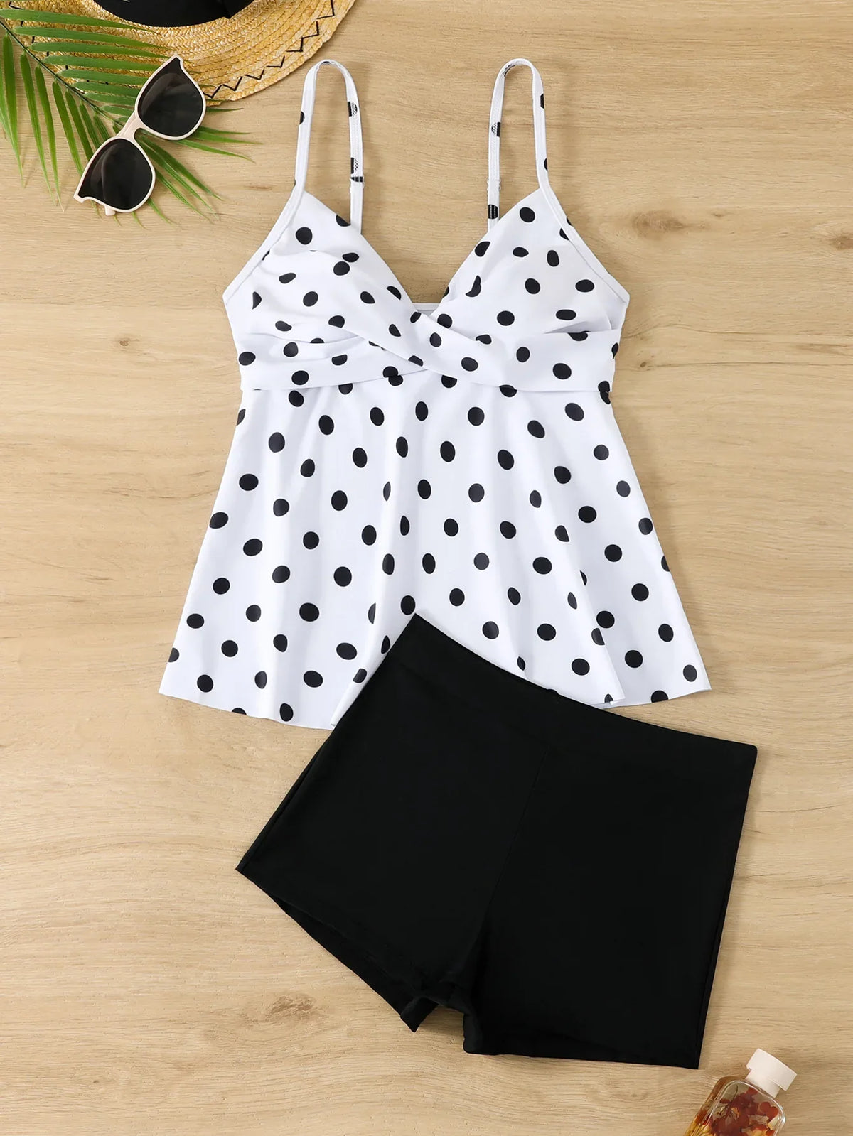 Summer Two Pieces Swimsuit Woman High Waisted Swimwear Female Tankini Sets Beach Wear Bathing Suit Sports Swimming Suit Shorts