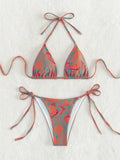 Sexy String Bikini 2024 Two Pieces Print Swimsuit Female Swimwear Women Thong Bikinis Set Bather Beachwear Bathing Suit Pool