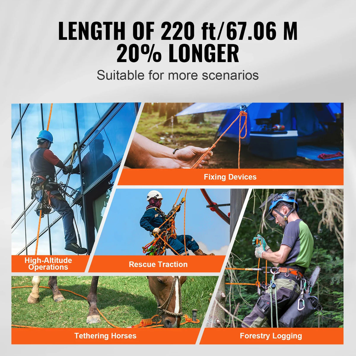 Heavy-Duty Dual-Weave Polyester Rope Camping & Rescue Cord