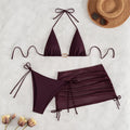 Sexy Wine Red String Bikini 2026 Women Three Pieces Swimsuit Brazilian Swimwear Female Beachwear Thong Bathing Suit Mini Biquini