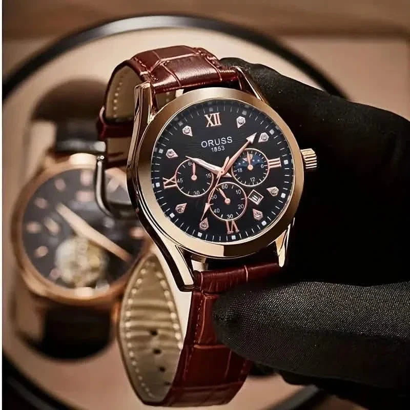 Brown Leather Fashion Quartz Wrist Watch