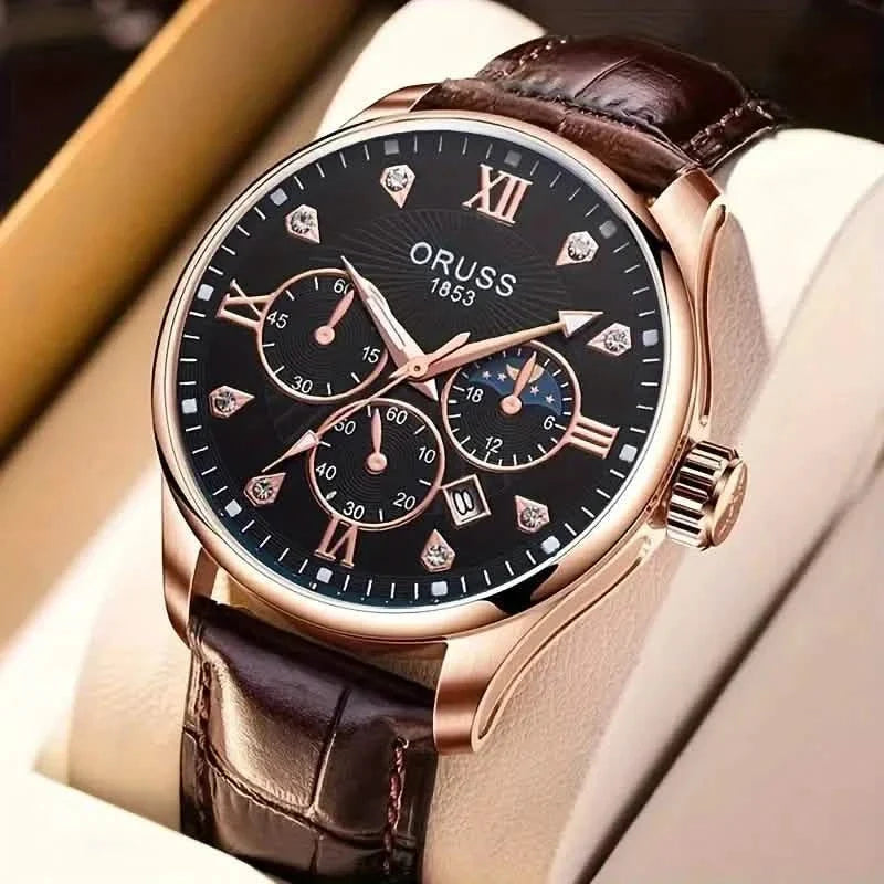 Brown Leather Fashion Quartz Wrist Watch
