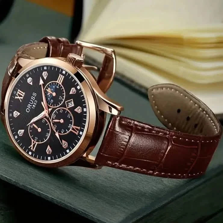 Brown Leather Fashion Quartz Wrist Watch