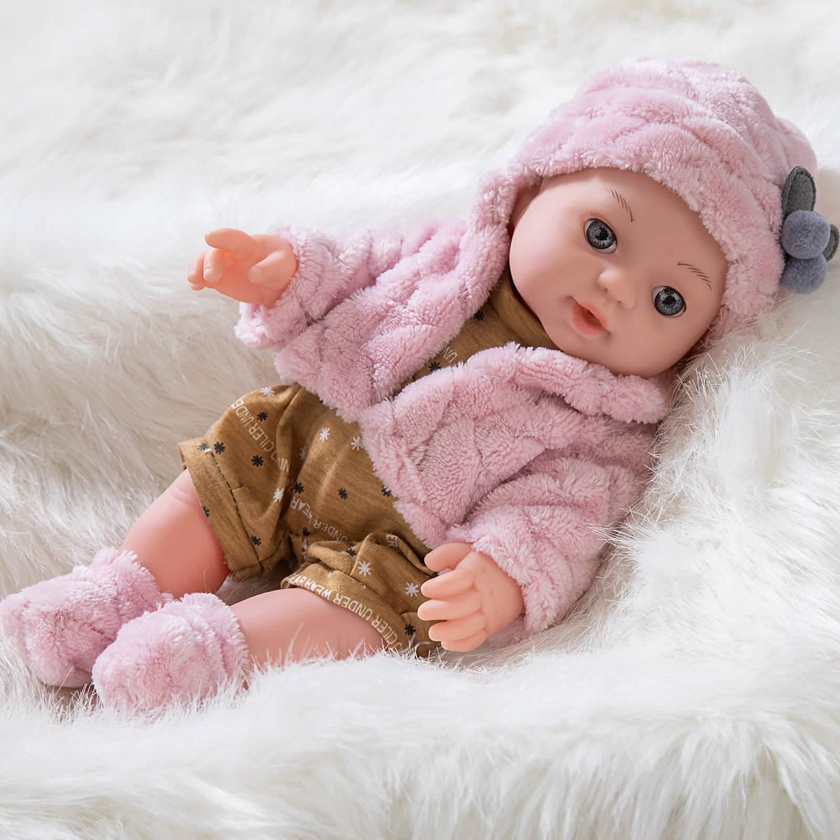 12" Pink Baby Doll – PVC Dress-Up Play Doll (Ages 3+)