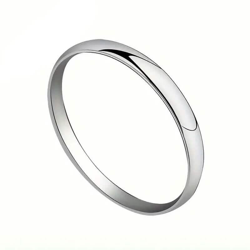 Silver Tone Classic Domed Wedding Band Ring