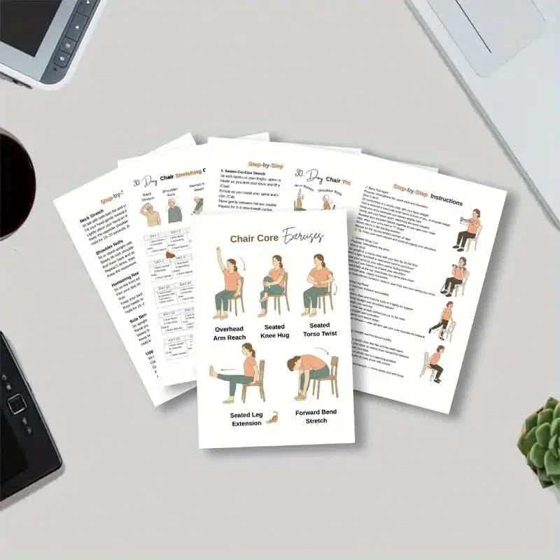 30-Day Chair Yoga Notebook | 15-Min Daily Workouts & Guide