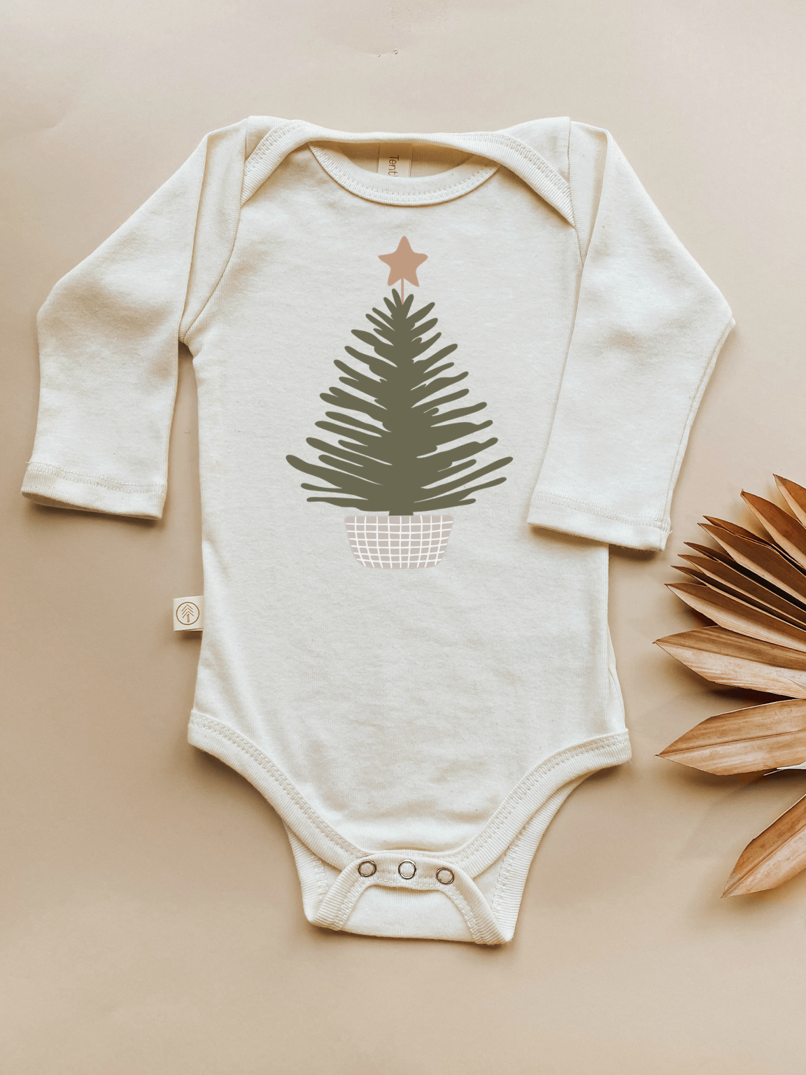 Holiday Tree Organic Baby Bodysuit Long Sleeve