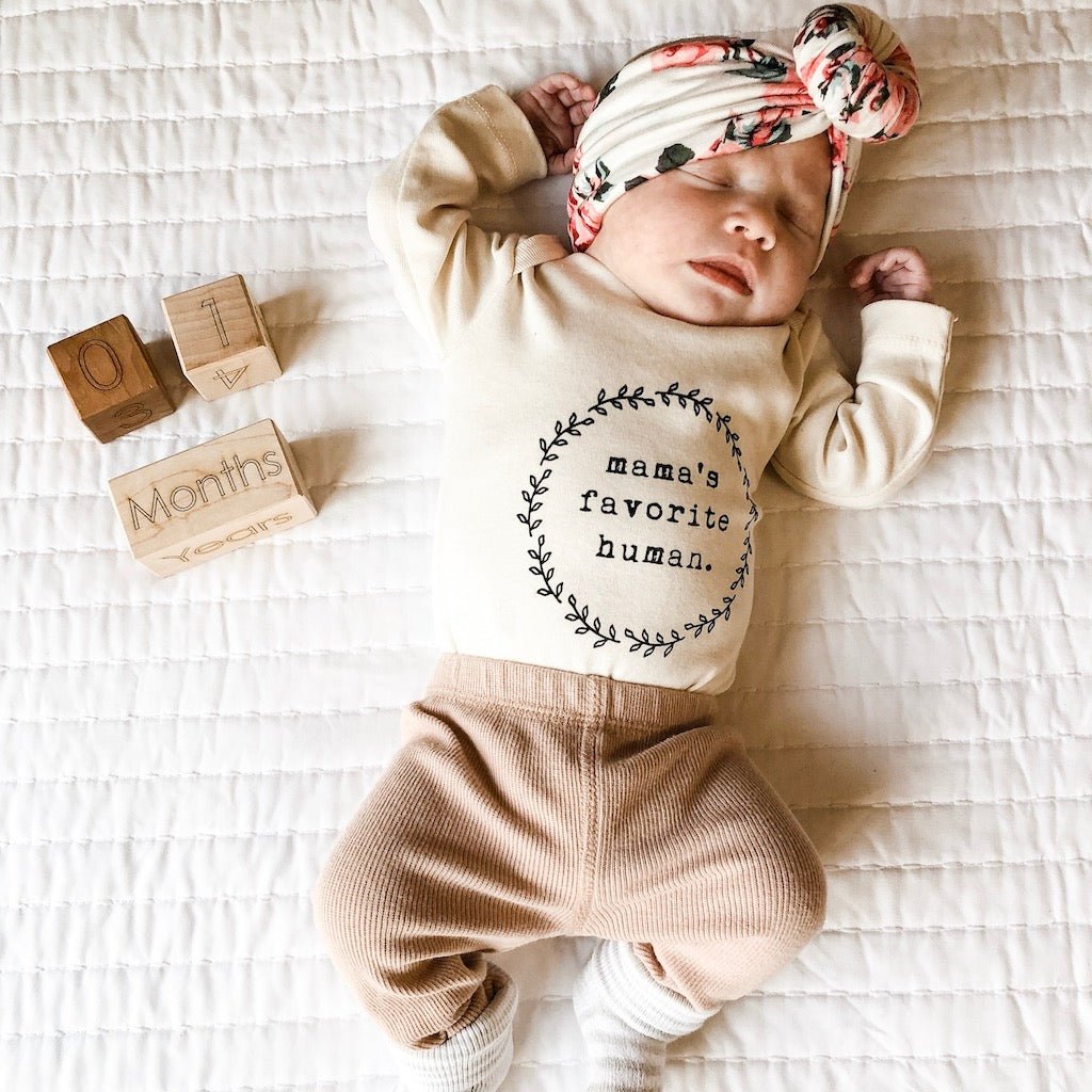 Mama's Favorite Human Organic Bodysuit Long Sleeve