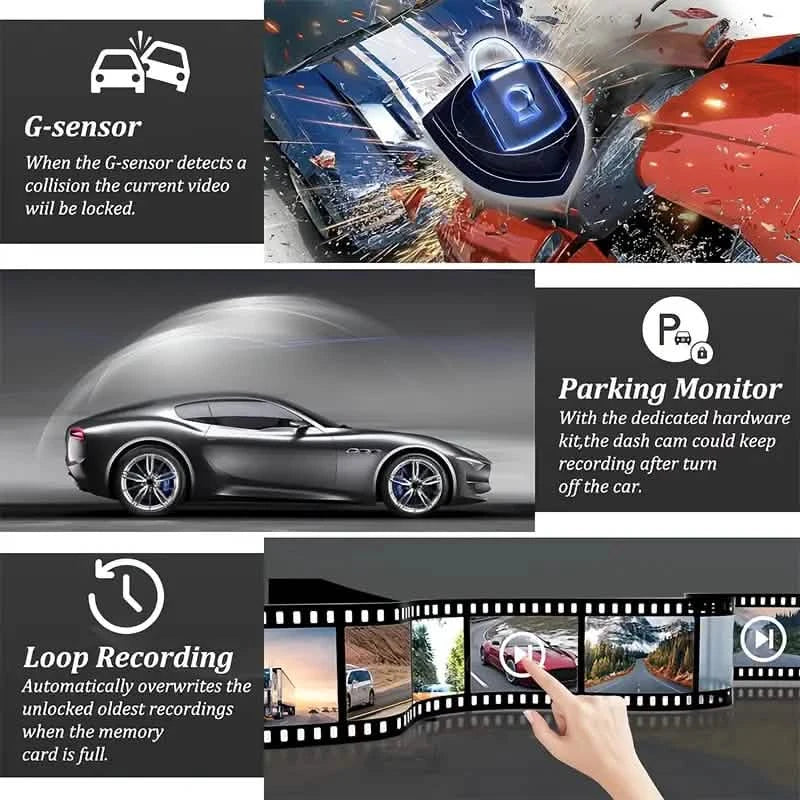 Mirror Dash Cam 4.5 Inch Rear View Mirror 1080P Front and Rear View Dual Cameras