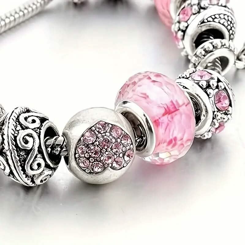 Pink Heart-Shaped Pendant Bracelet