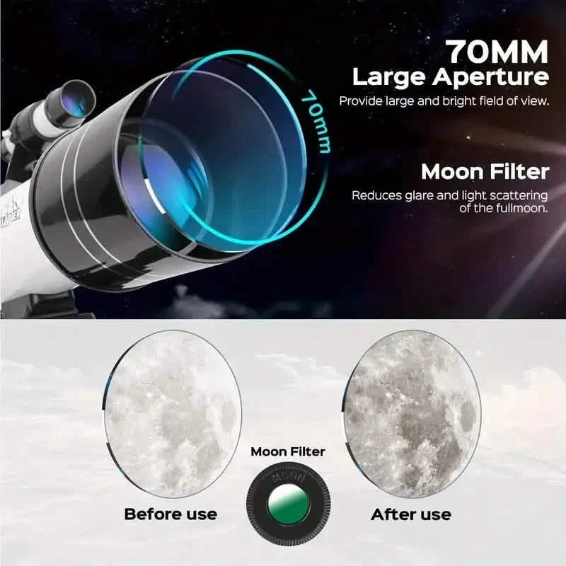 Portable Astronomical 150X Telescope 70mm Aperture Telescope Monocular With Tripod
